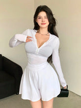 DAZY Women Spring Summer Casual Solid Color Slim Fit Hooded T-Shirt And Loose Shorts Set